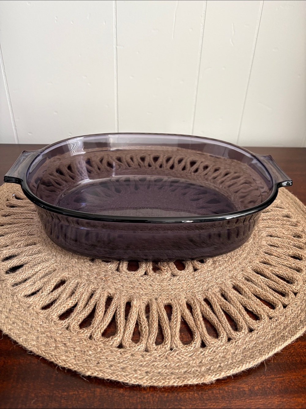 1980’s Pyrex Amethyst glass 2qt oval baking dish